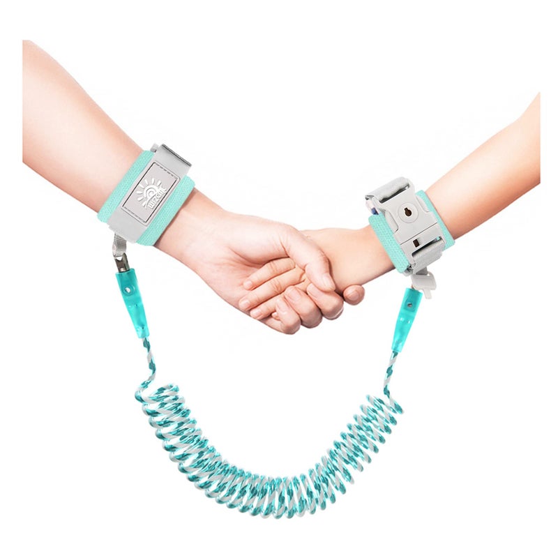WSZCML Toddler Harness Walking Leash- Child Anti Lost Wrist Link - Child Safety Harness - Upgrade with Reflective(6.5ft) - for Boys and Girls,Not Easy to Open Without Key (Cyan) - Image 1