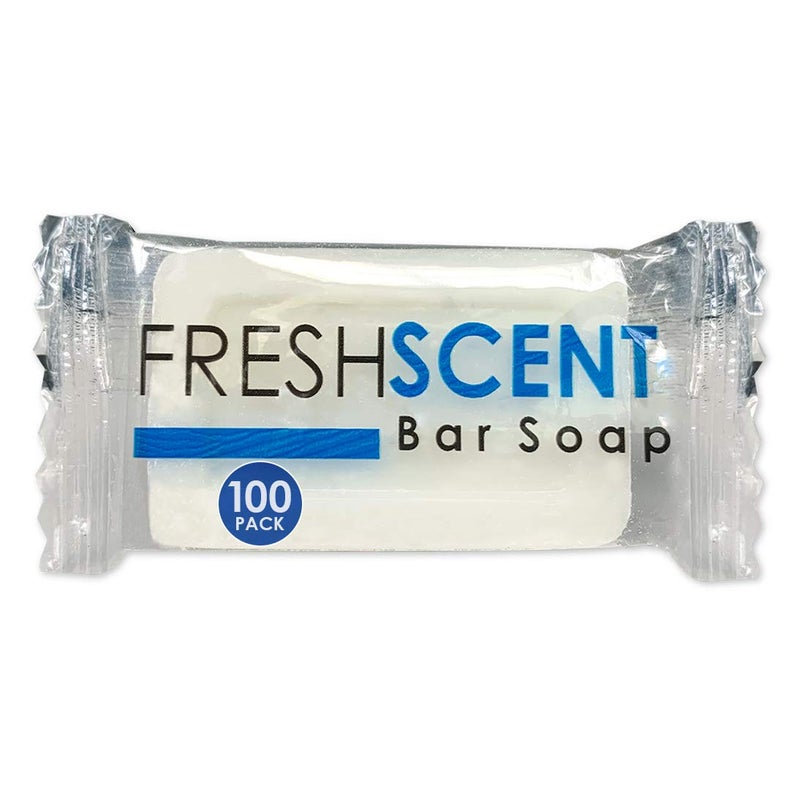 Freshscent 05 oz Bar Soap 100 Pack Hotel Travel Size Individually Wrapped Vegetable Based Bulk Amenities and Toiletries for Hospitality