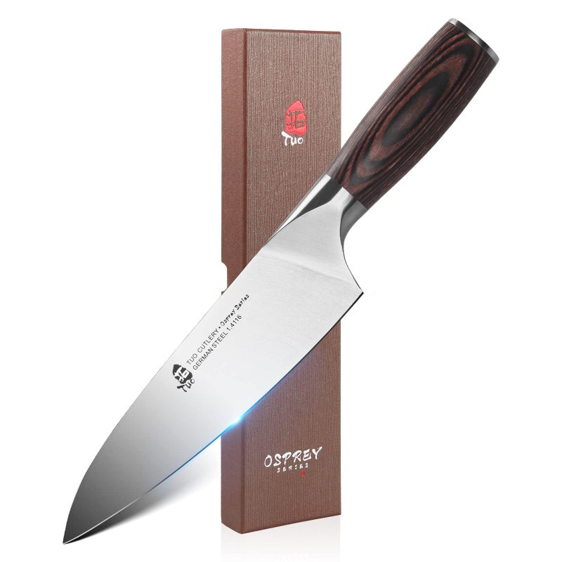 TUO Chef Knife 7 inch  Ultra Sharp Asian Knife Japanese Chef Knife with Ergonomic Pakkawood Handle  German High Carbon Stainless Kitchen Knife with Gift Box  Osprey Series