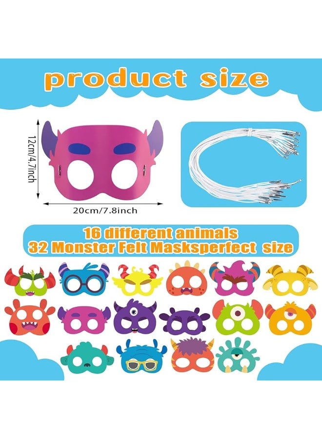 Marsui 32 Pcs Masks with Monster Pattern for Kids Mask of Monster Pattern Themed Party Favors Birthday Supplies Kids Boys Girls Little Costumes Dress up Cosplay Baby Shower Photo Props, 16 Styles - Image 5