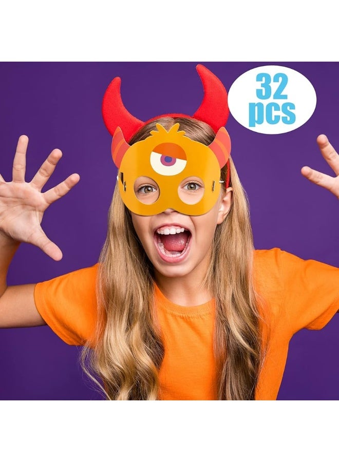 Marsui 32 Pcs Masks with Monster Pattern for Kids Mask of Monster Pattern Themed Party Favors Birthday Supplies Kids Boys Girls Little Costumes Dress up Cosplay Baby Shower Photo Props, 16 Styles - Image 4