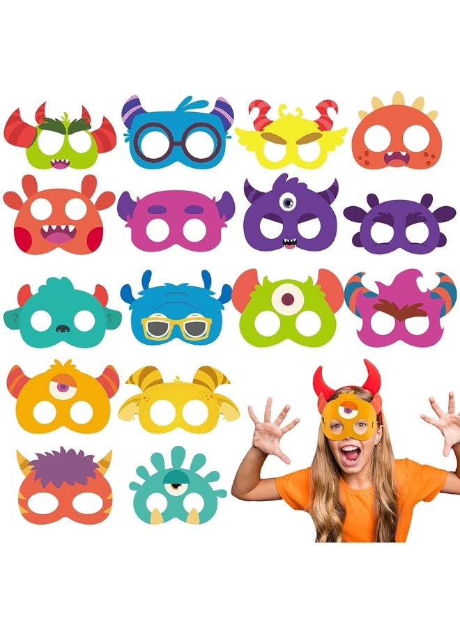 Marsui 32 Pcs Masks with Monster Pattern for Kids Mask of Monster Pattern Themed Party Favors Birthday Supplies Kids Boys Girls Little Costumes Dress up Cosplay Baby Shower Photo Props, 16 Styles - Image 2