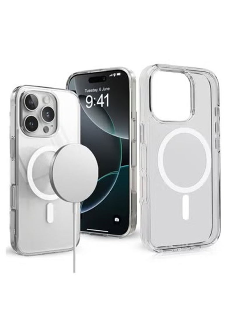 Magnetic Case Cover for iPhone 16 Pro 5G, Compatible with MagSafe,Anti-Yellowing Crystal Clear Shockproof Protection Back Cover, Ultra Slim Strong Magnet Phone Shell Case for iPhone 16 Pro 5G - Image 1