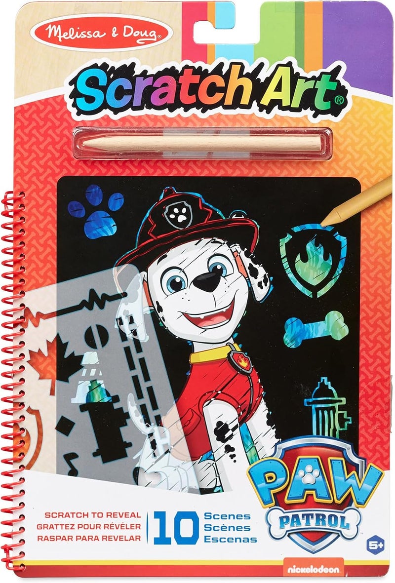 Melissa & Doug لوحة فن الخدش من ميليسا ودوج - باترول PAW - مارشال - 10 لوحات خدش مع قلم خشبي - Image 1