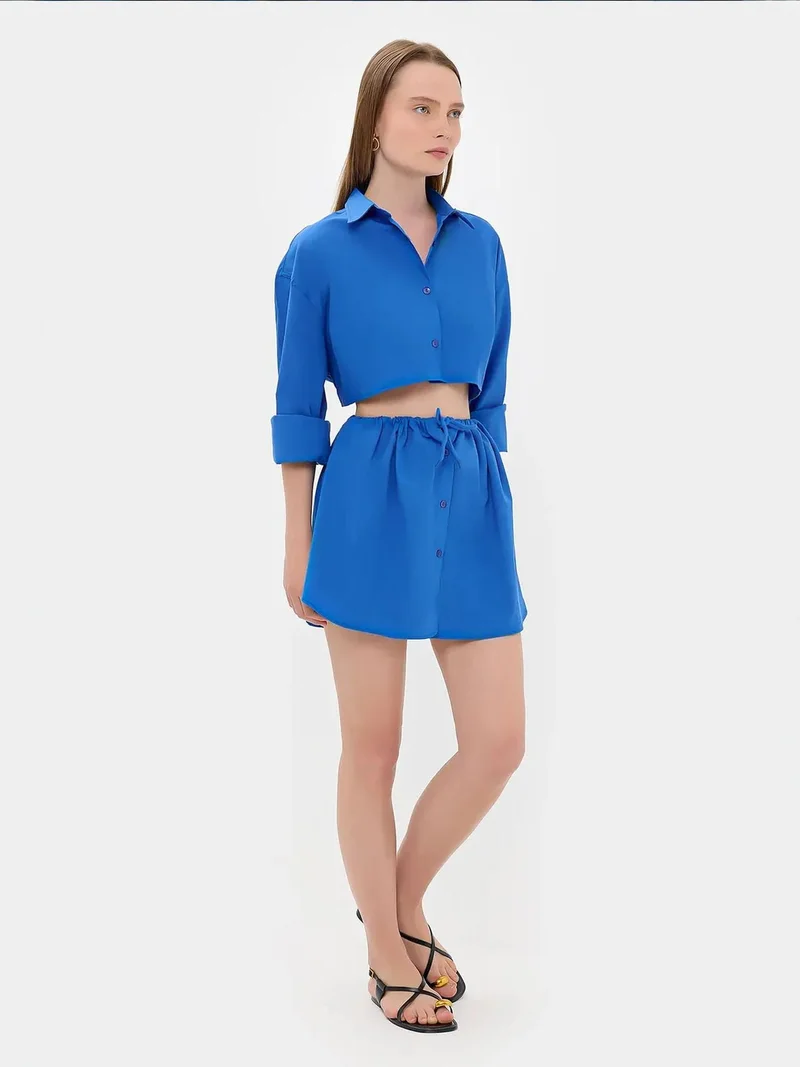 HICCUP Loose Sleeves Oversized Crop Shirt