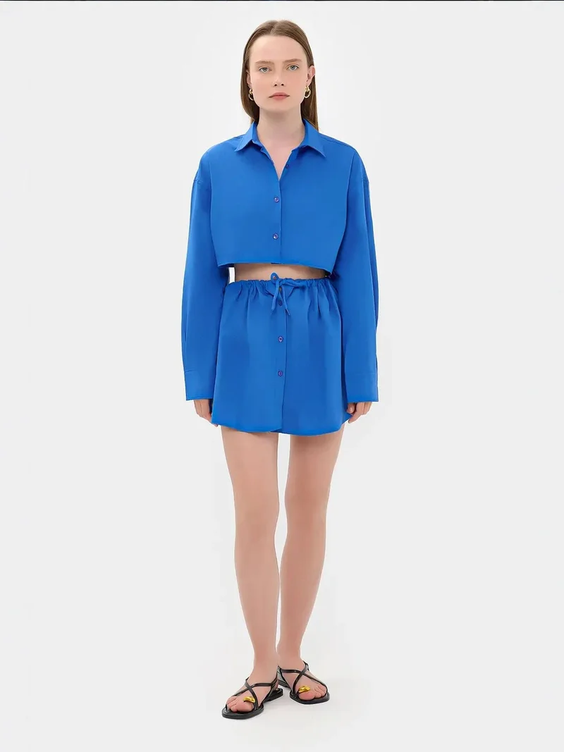 HICCUP Loose Sleeves Oversized Crop Shirt