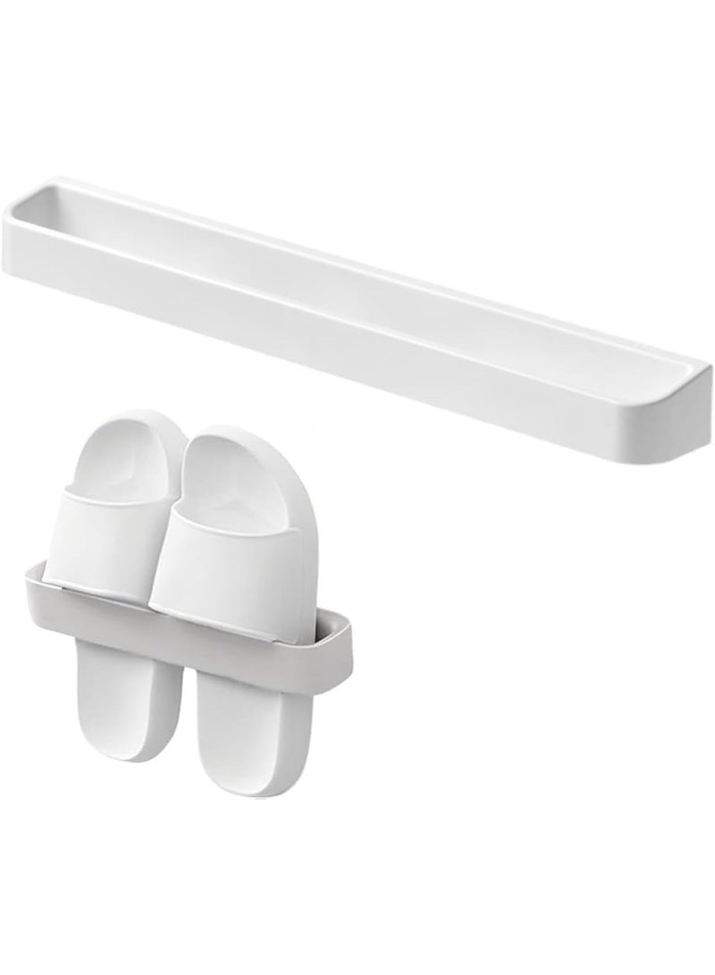 عالية الجودة رفّ معلق على الحائط لحمل النعال - منظم تخزين أحذية من بلاستيك البولي بروبيلين بتصميم تصريف، تركيب لاصق، رف موفر للمساحة لمدخل الحمام - متوفر بمقاسات متوسطة/كبيرة - أبيض (متوسط) - Image 2