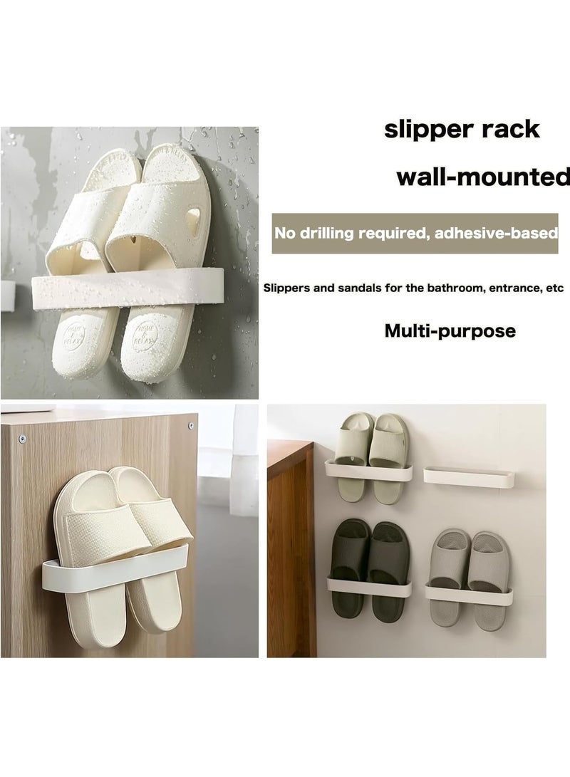 عالية الجودة رفّ معلق على الحائط لحمل النعال - منظم تخزين أحذية من بلاستيك البولي بروبيلين بتصميم تصريف، تركيب لاصق، رف موفر للمساحة لمدخل الحمام - متوفر بمقاسات متوسطة/كبيرة - أبيض (متوسط) - Image 4