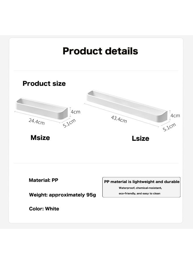 عالية الجودة رفّ معلق على الحائط لحمل النعال - منظم تخزين أحذية من بلاستيك البولي بروبيلين بتصميم تصريف، تركيب لاصق، رف موفر للمساحة لمدخل الحمام - متوفر بمقاسات متوسطة/كبيرة - أبيض (متوسط) - Image 5
