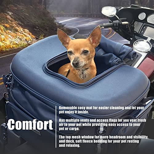 Hutexico Motorcycle Dog Carrier, Portable Pet Carrier Pet Travel Bag Cat Carrier Bag for Harley Street Glide Road King Touring TrikeTriumph Tiger 900 BMW F650GS (Black) - Image 3