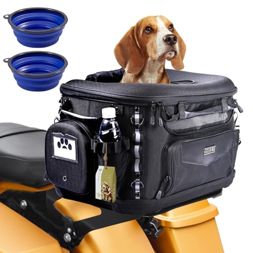Hutexico Motorcycle Dog Carrier, Portable Pet Carrier Pet Travel Bag Cat Carrier Bag for Harley Street Glide Road King Touring TrikeTriumph Tiger 900 BMW F650GS (Black) - Image 1