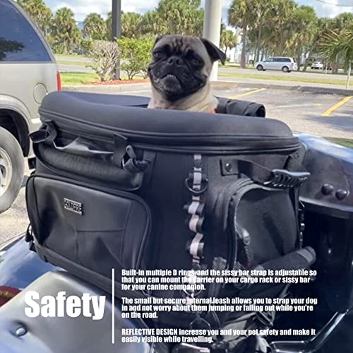Hutexico Motorcycle Dog Carrier, Portable Pet Carrier Pet Travel Bag Cat Carrier Bag for Harley Street Glide Road King Touring TrikeTriumph Tiger 900 BMW F650GS (Black) - Image 4