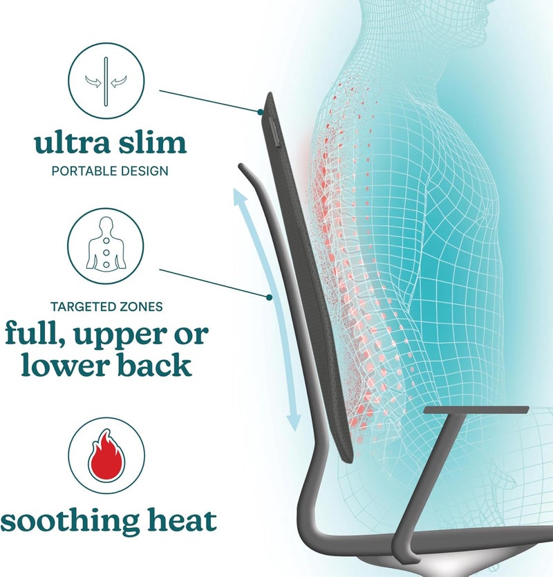 HoMedics وسادة تدليك شياتسو فائق النحافة من هوميدكس مع حرارة تغطي الظهر بالكامل تدليك عميق تحكم في 3 مناطق علوي وسفلي وكامل حرارة مهدئة تصميم نحيف محمول يناسب معظم الكراسي - Image 5