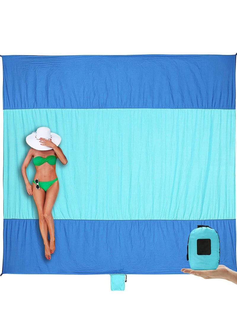 SYOSI Beach Blanket Soundproof, Extra-Large Beach Mat, Big & Compact Sand Free Mat Quick Drying, Lightweight & Durable with 6 Stakes & 4 Corner Pockets  - Image 1