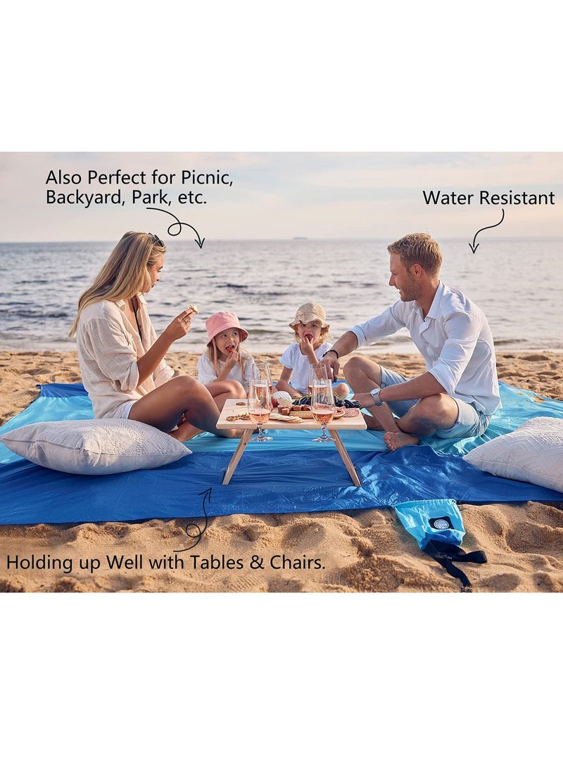 SYOSI Beach Blanket Soundproof, Extra-Large Beach Mat, Big & Compact Sand Free Mat Quick Drying, Lightweight & Durable with 6 Stakes & 4 Corner Pockets  - Image 5