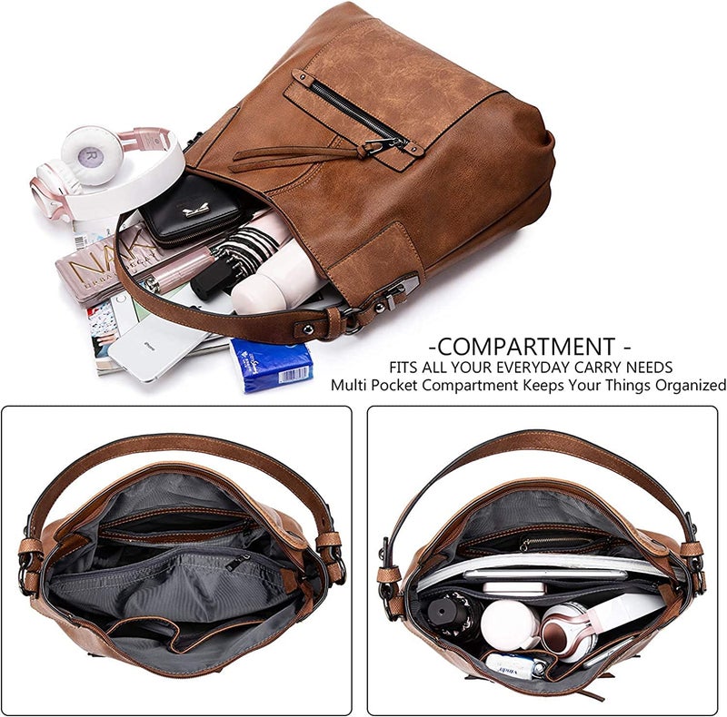 INOVERA (LABEL) Handbags for Women Stylish - Faux Leather Ladies Shoulder Purse - Daily, Office Use Hobo Bags (Brown) - Image 5