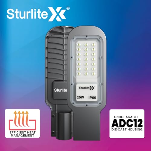 Sturlite Asteor 20W LED Street Light| Cool White 6500K Color Temperature LED Street Lamp| IP66 Waterproof Surge Protection Focus Light for Garage, Parking, Garden, Playground & Sidewalks - (Pack of 2) - Image 4