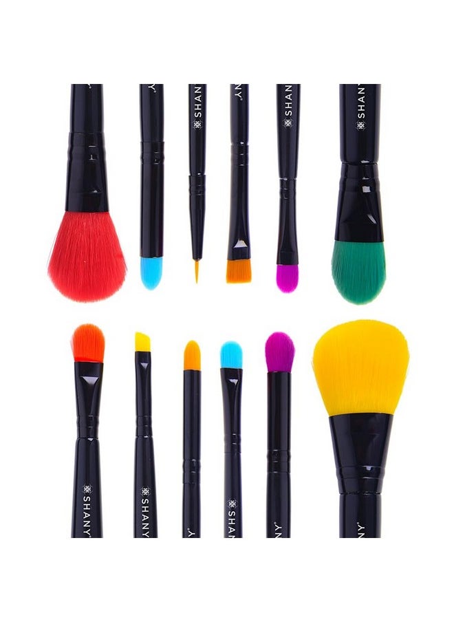Shany SHANY Vegan Makeup Brushes - LUNA - 6 PC Double Sided Travel Make up Brushes with 12 unique Bristles - with Brush storage Pouch - Synthetic  - Image 5