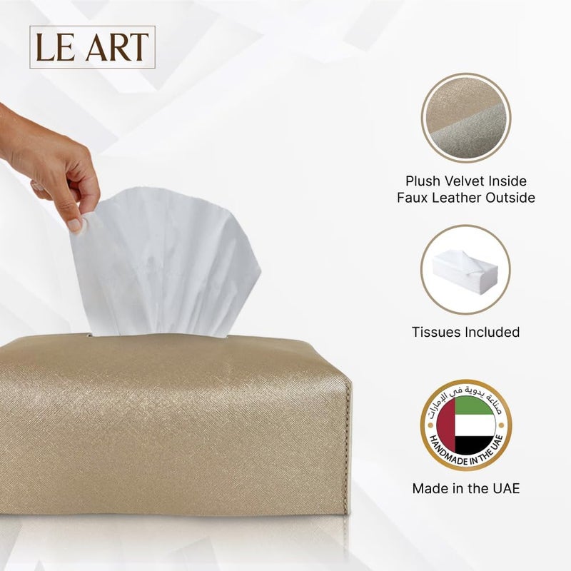 لي آرت غطاء علبة المناديل الجلدي من LEART – ديكورات المنزل لغرفة المعيشة وغرفة النوم والمكتب | حامل المناديل للسيارة | حامل المناديل | حامل علبة المناديل للسيارة | غطاء علبة المناديل للسيارة (حديد معدني) - Image 2