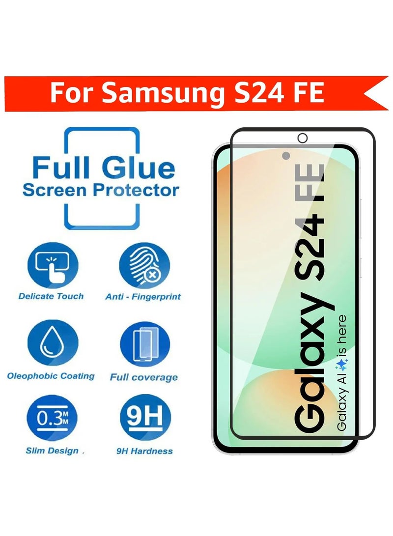Tempered Glass Screen Protector Full Glue Edge to Edge 9H Hardness Anti Fingerprint Scratch Resistance Glass (Fingerprint work) For Samsung Galaxy S24 Fe  - Image 2