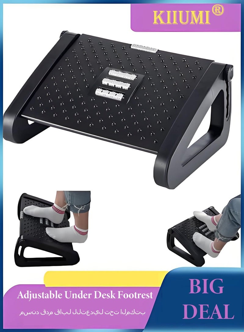 KIIUMI Adjustable Under Desk Footrest, Foot Rest for Under Desk at Work with Massage, Foot Stool Under Desk with 6 Height Position Adjustment, Ergonomic Foot Rest for Home, Office - Image 1