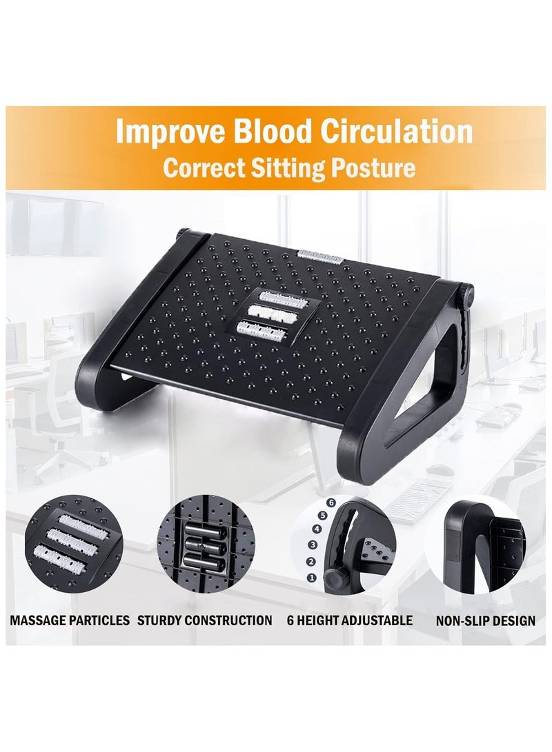 KIIUMI Adjustable Under Desk Footrest, Foot Rest for Under Desk at Work with Massage, Foot Stool Under Desk with 6 Height Position Adjustment, Ergonomic Foot Rest for Home, Office - Image 4