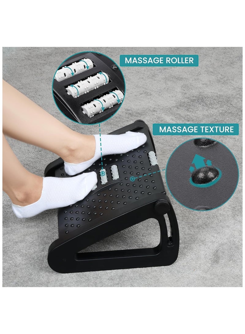 KIIUMI Adjustable Under Desk Footrest, Foot Rest for Under Desk at Work with Massage, Foot Stool Under Desk with 6 Height Position Adjustment, Ergonomic Foot Rest for Home, Office - Image 2