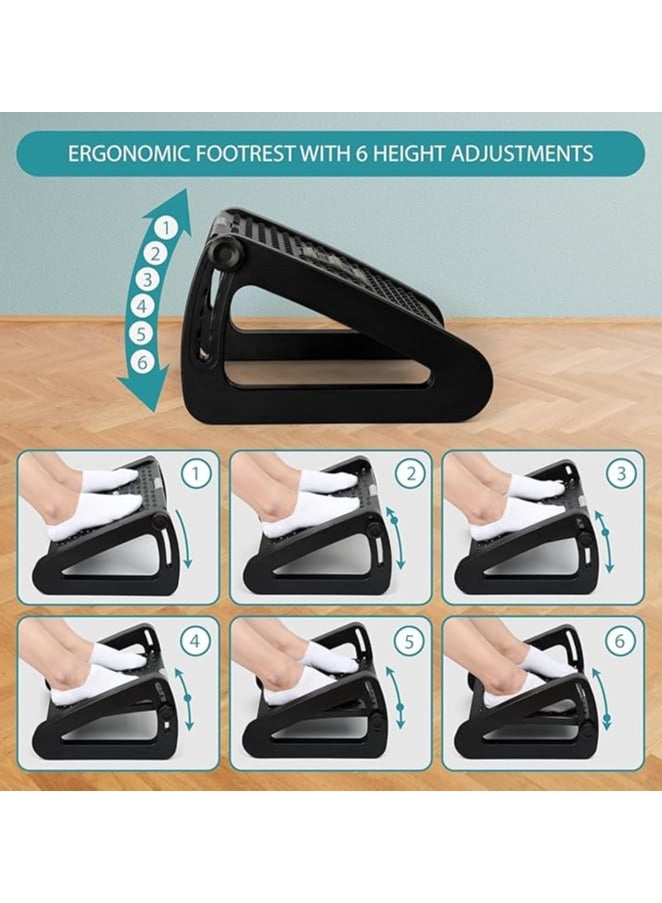 KIIUMI Adjustable Under Desk Footrest, Foot Rest for Under Desk at Work with Massage, Foot Stool Under Desk with 6 Height Position Adjustment, Ergonomic Foot Rest for Home, Office - Image 3
