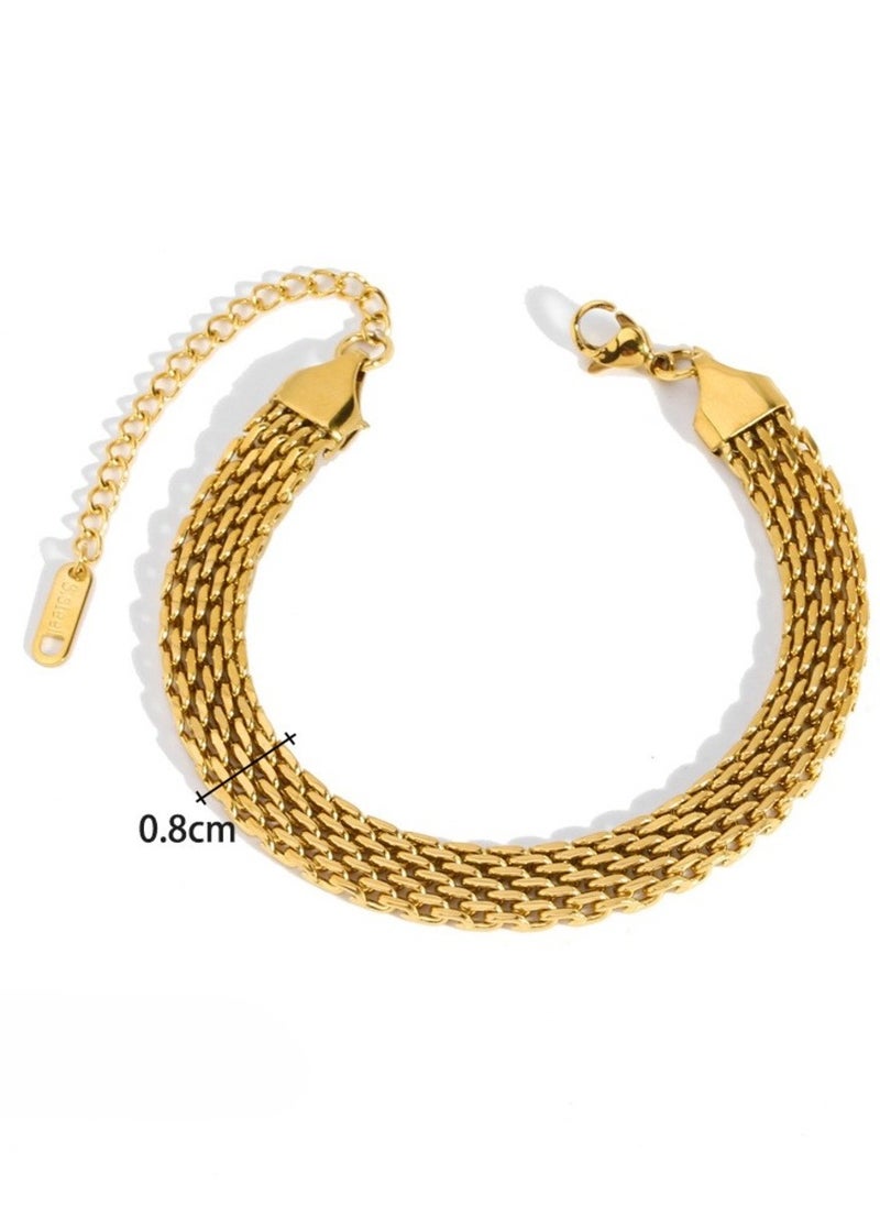 Generic 5 Pcs Elegant 18K Gold Plated Chain Bracelet Set, Snake Bracelet and Double Cuban Link Set - Ideal Gift for Women  - Image 3