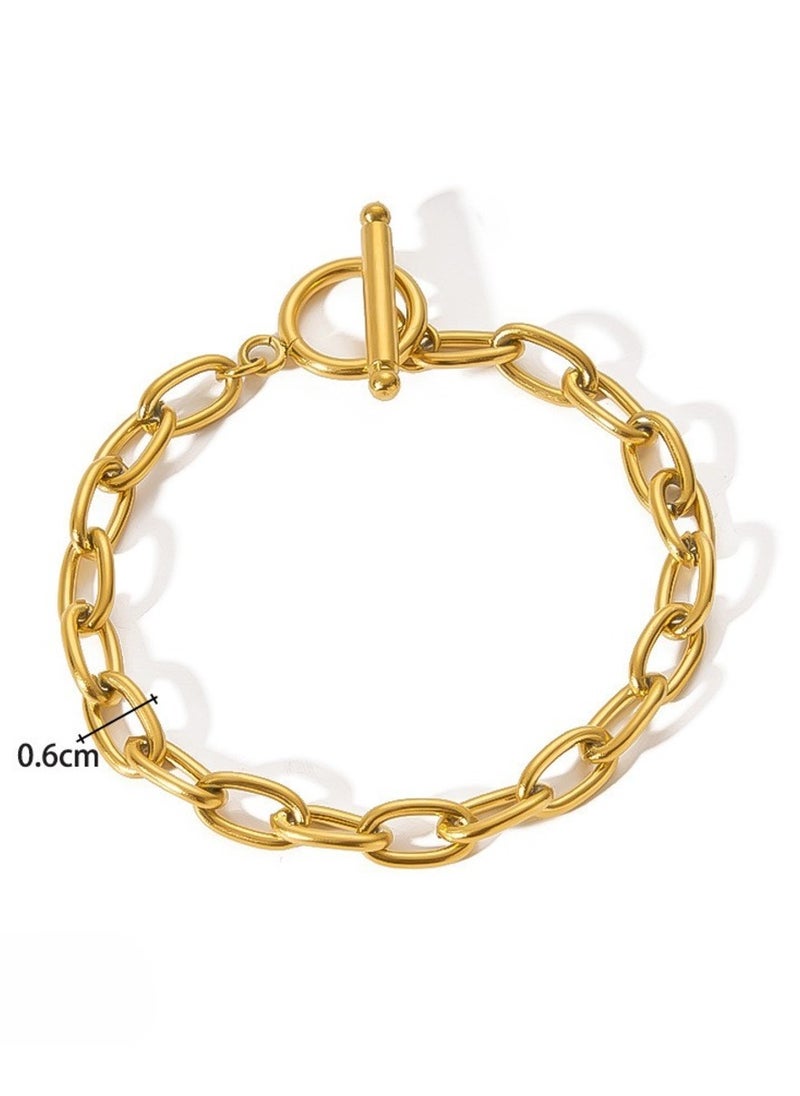 Generic 5 Pcs Elegant 18K Gold Plated Chain Bracelet Set, Snake Bracelet and Double Cuban Link Set - Ideal Gift for Women  - Image 4