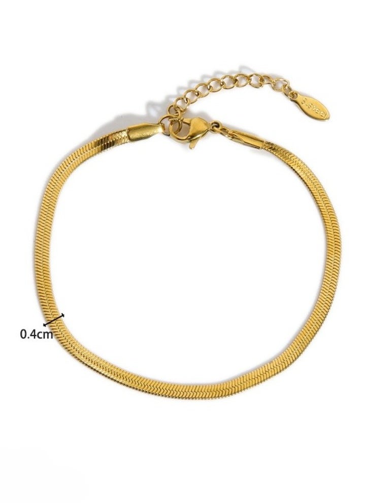 Generic 5 Pcs Elegant 18K Gold Plated Chain Bracelet Set, Snake Bracelet and Double Cuban Link Set - Ideal Gift for Women  - Image 2