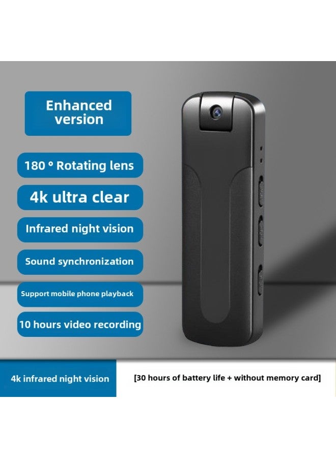 Generic Back Clip Recording Pen With Camera DV Law Enforcement Recorder Video Recording All-in-one Machine Motion With Camera Body Artifact 4K-Body Color: 30 Hours Of Battery Life + Without Card - Image 1