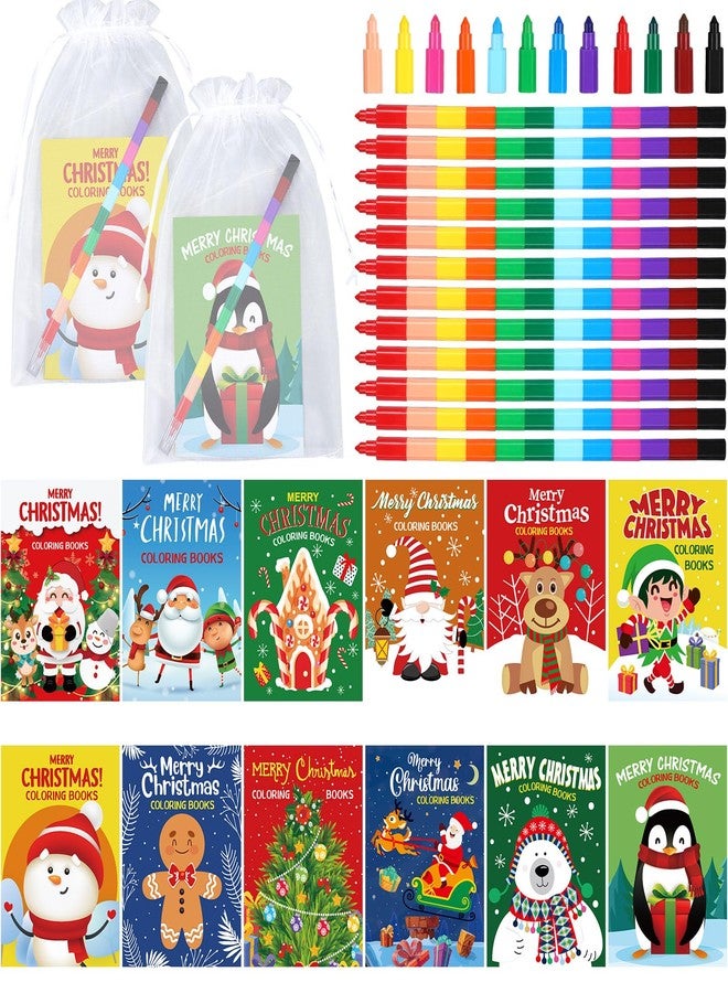 Zhanmai 48 Set Christmas Coloring Books Gift Pack Xmas Coloring Books Bulk for Kids 12 Colors Rainbow Crayons Xmas Goodie Bag Holiday Stuffer Christmas Party Favors for Kids School Classroom Activity - Image 1