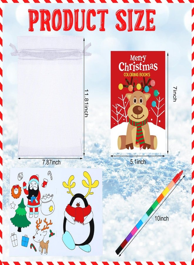 Zhanmai 48 Set Christmas Coloring Books Gift Pack Xmas Coloring Books Bulk for Kids 12 Colors Rainbow Crayons Xmas Goodie Bag Holiday Stuffer Christmas Party Favors for Kids School Classroom Activity - Image 2