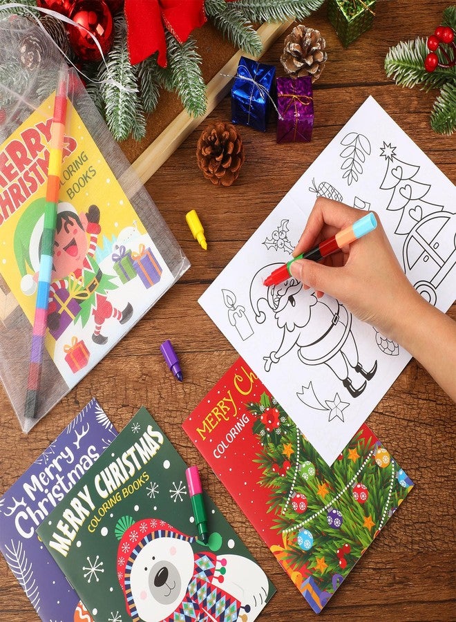 Zhanmai 48 Set Christmas Coloring Books Gift Pack Xmas Coloring Books Bulk for Kids 12 Colors Rainbow Crayons Xmas Goodie Bag Holiday Stuffer Christmas Party Favors for Kids School Classroom Activity - Image 4