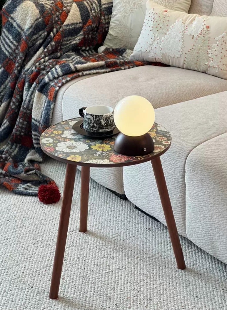 Generic Colorful Boho Side Table Printed Coffee Table 16" Round Accent Side Table, End Table for Living Room Couch Bedroom, Wood Bed Side Table (002)  - Image 2