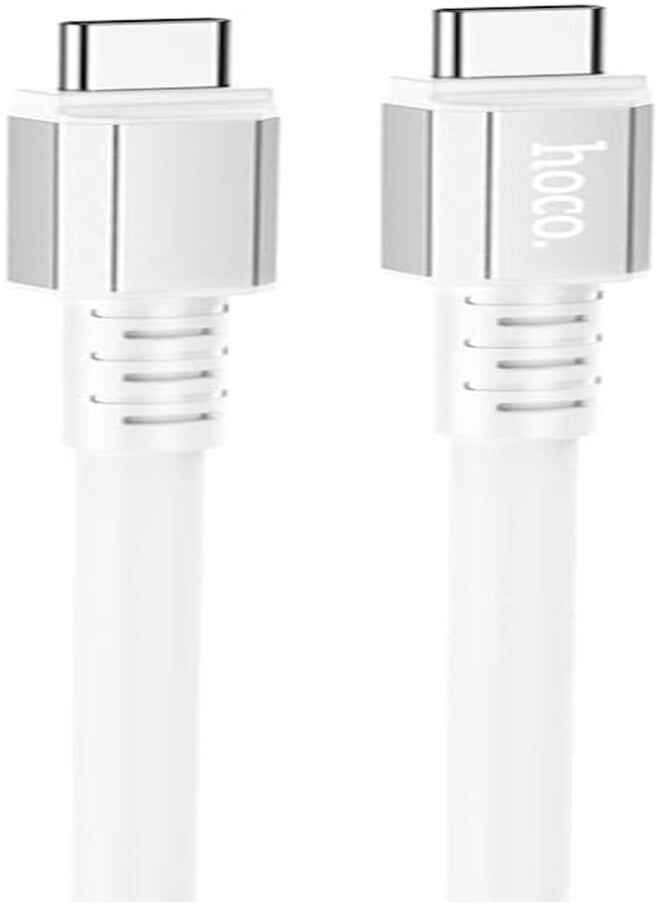 Hoco Hoco X85 - Strength Silicone Fast Charging And Data Transmittion Cable (60W - 3A - 1M), USB-C To USB-C Plug, Compatible With Samsung Huawei Xiaomi Oppo - White 