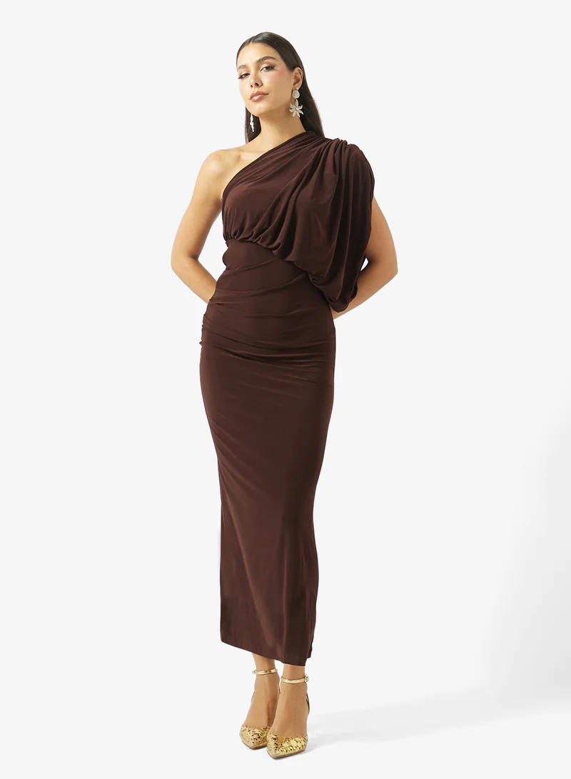 ELLA One Shoulder Draped Bodycon Dress