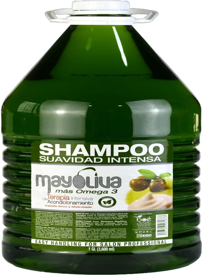 Mayoliva Shampoo Plus with Omega 3 - Deep Moisturizing Hair Cleanser for Dry & Damaged Hair - Mayonnaise & Olive Oil Proteins - Organic Repair Formula - 1 Gal