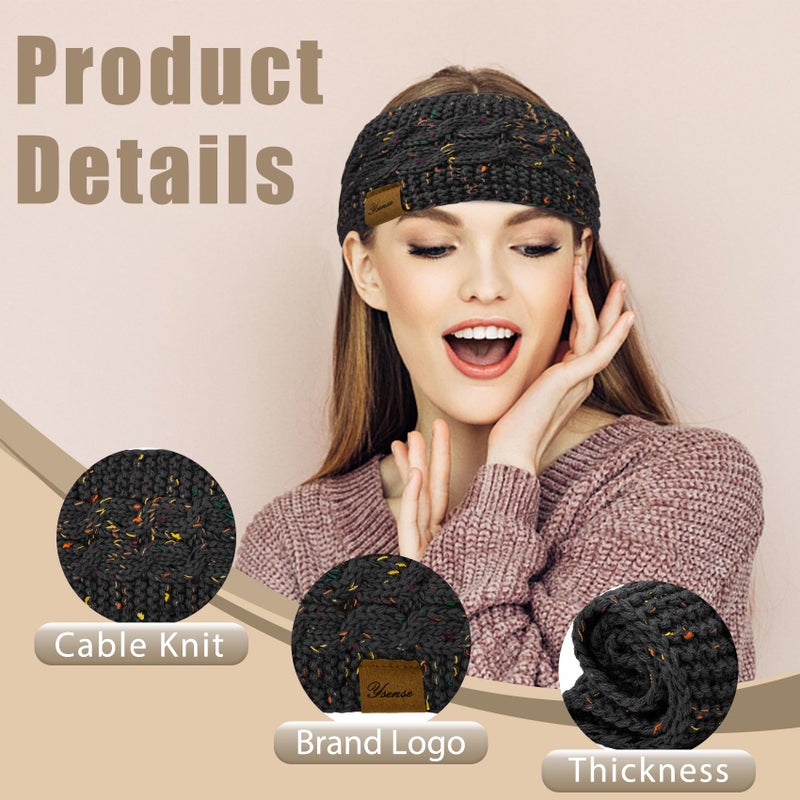YSense Womens Ear Warmer Headband Cable Knit Winter Headbands Fleece Lined Ear Warmers Stocking Stuffers Gifts for Women - Image 2