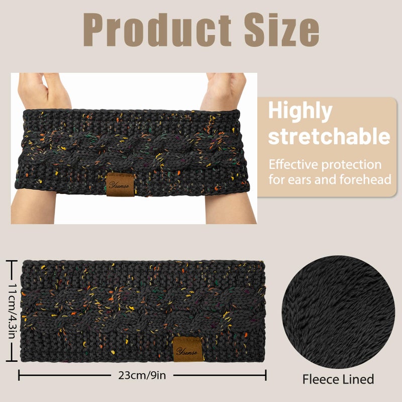 YSense Womens Ear Warmer Headband Cable Knit Winter Headbands Fleece Lined Ear Warmers Stocking Stuffers Gifts for Women - Image 4