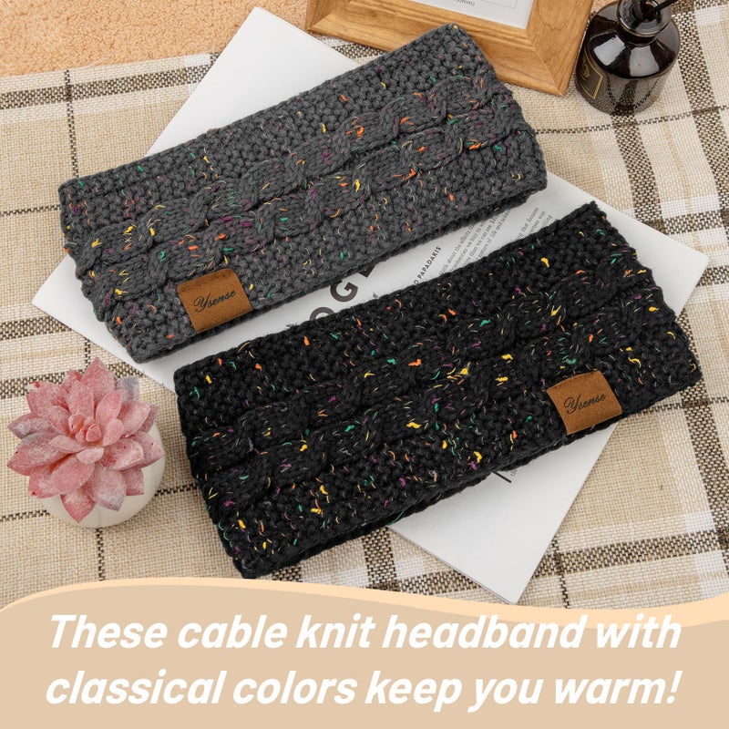 YSense Womens Ear Warmer Headband Cable Knit Winter Headbands Fleece Lined Ear Warmers Stocking Stuffers Gifts for Women - Image 3