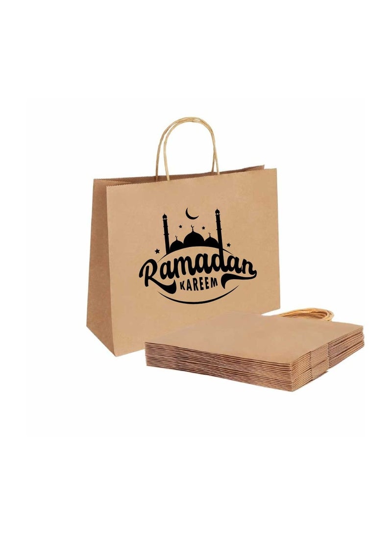PRINTSHOP4ME Kraft Brown Paper Bags Pack Of 25-Printed Ramadan Design-Durable,Reusable,Biodegradable Bags For Gifting Or Crafting - Image 1