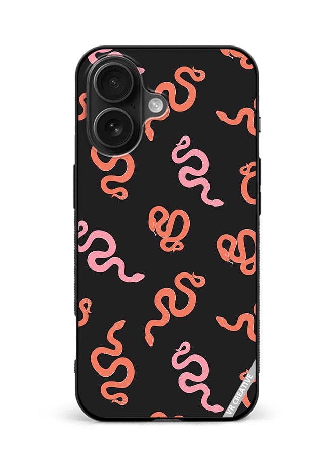 VR CREATIVE Protective Case Cover For Apple iPhone 16 Cartoon Funny Colorful Snakes Pattern Design Multicolour