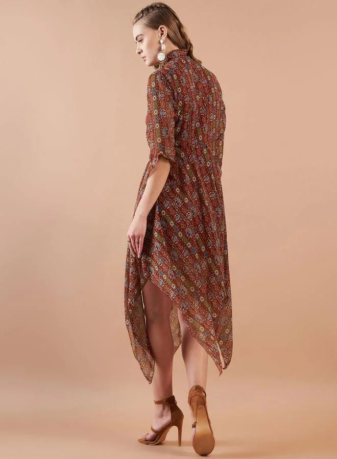 Freehand  Women Fit and Flared Casual Indie Print Handkerchief Dress for Women | Best Price UAE