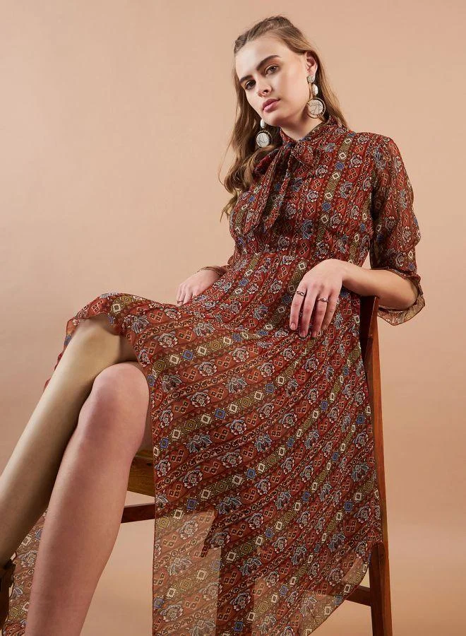 Freehand  Women Fit and Flared Casual Indie Print Handkerchief Dress for Women | Best Price UAE