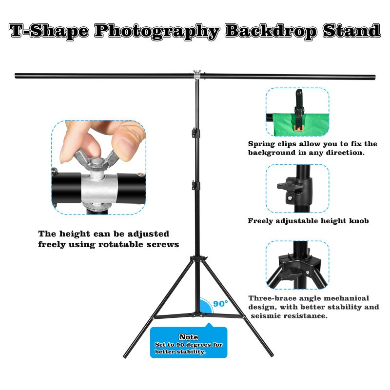 MJDYTYT Green Screen Backdrop Kit with Stand - 6.5x5 Ft Portable Green Screen & Adjustable Backdrop Stand for Streaming, Photography, Gaming, Zoom (Includes 4 Clips & Carrying Case) - Image 3