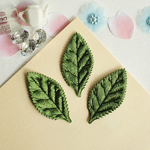 YYCRAFT Pack of 80 Padded 2-Faced Satin Velvet Leaf Appliques/Craft - Image 4