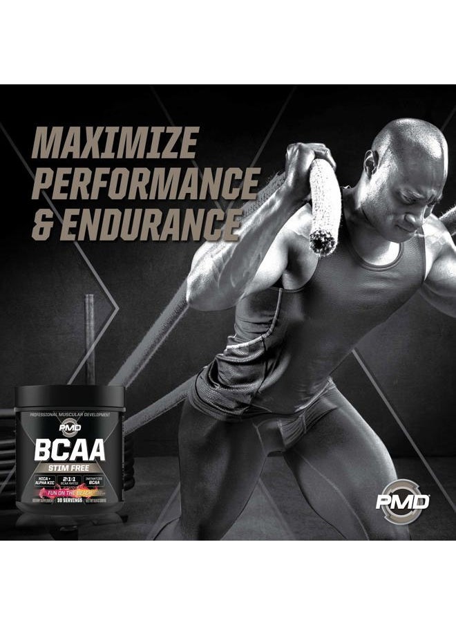 PMD - Sports BCAA Stim-Free Amino Acids - Better Workout Performance, Enhanced Recovery, Daily Energy, Muscle Builder, and Muscle Sparing - BCAA Powder Drink Mix - Fun on The Beach (30 Servings) - Image 1