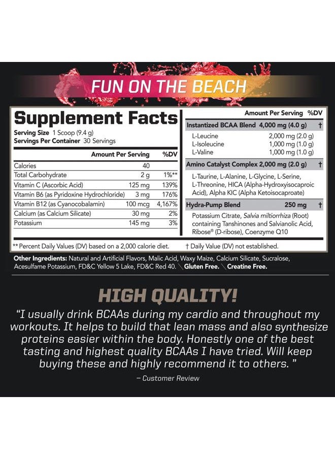 PMD - Sports BCAA Stim-Free Amino Acids - Better Workout Performance, Enhanced Recovery, Daily Energy, Muscle Builder, and Muscle Sparing - BCAA Powder Drink Mix - Fun on The Beach (30 Servings) - Image 1